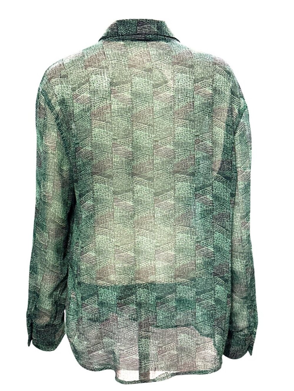 Mossimo Size M Green Black Sheer Button Up Shirt Loose Fit Lightweight City Chic - Picture 5 of 13